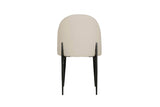Taupe Cream Leather Curved Back Dining Chair Black Legs