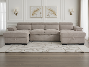 Alaya Sofabed Beige U Shape Corner - Ready2Go Furniture
