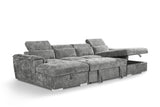 Grey Fabric Large U Shape Corner Sofa Bed