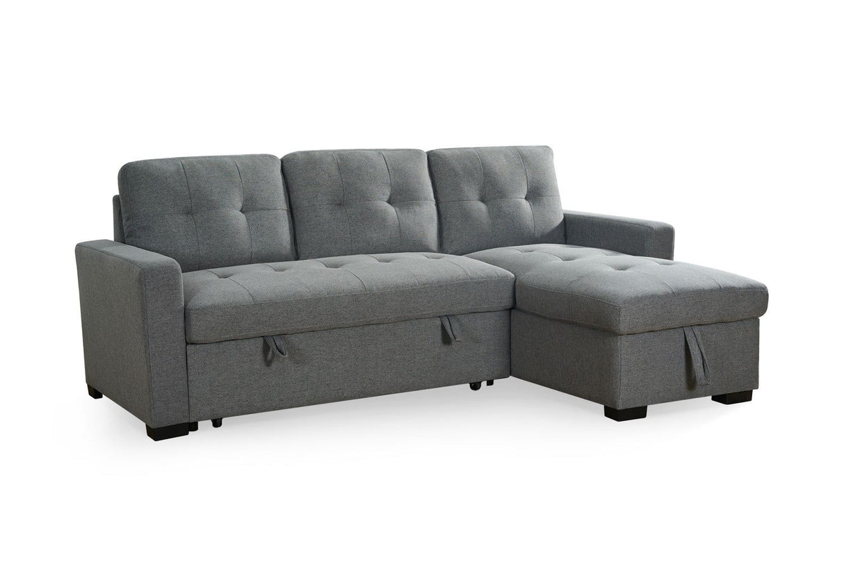 Grey Fabric Corner Sofabed with Removable Cushions