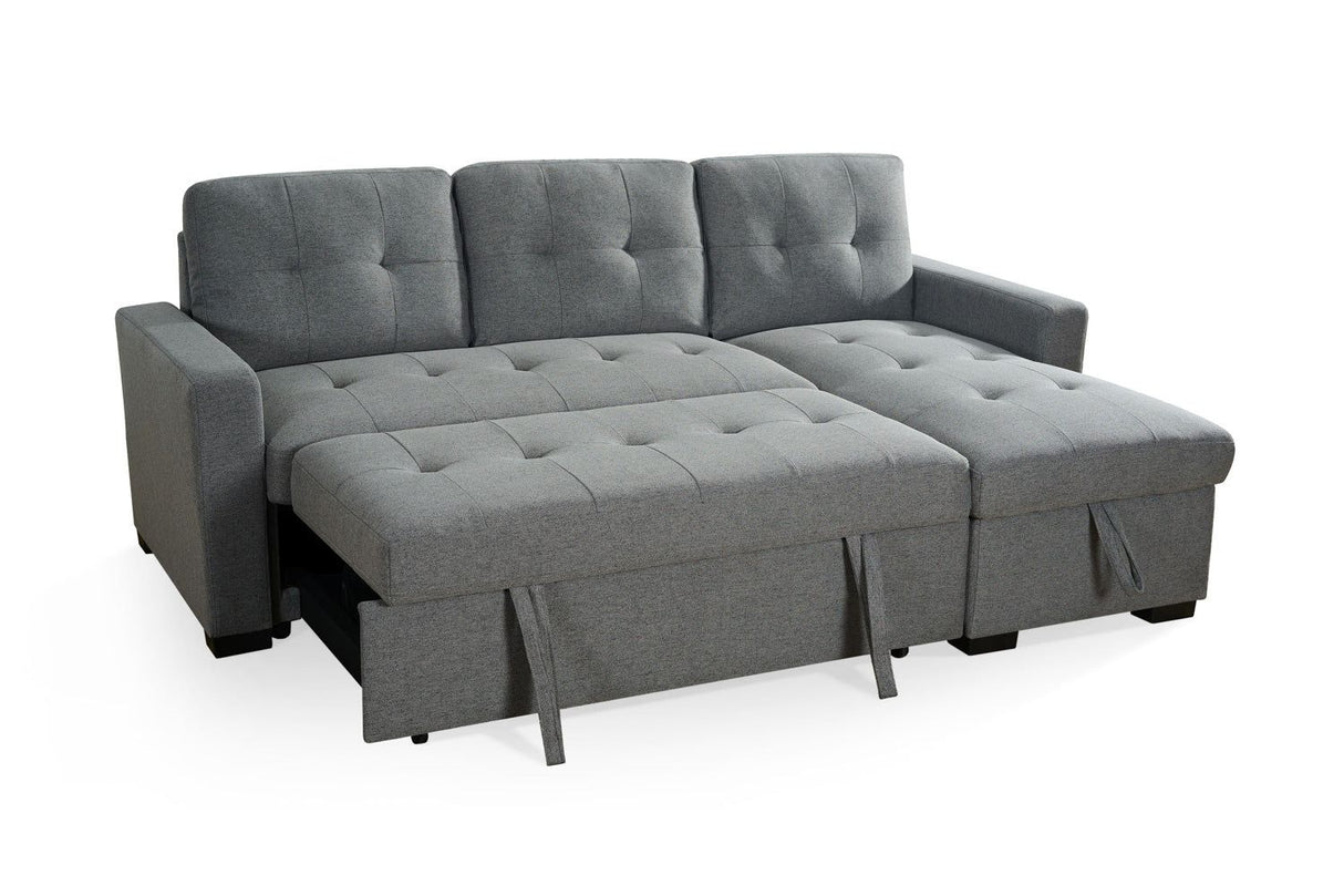 Grey Fabric Corner Sofabed with Removable Cushions