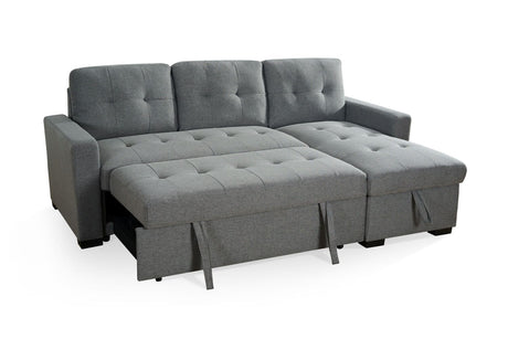 Grey Fabric Corner Sofabed with Removable Cushions