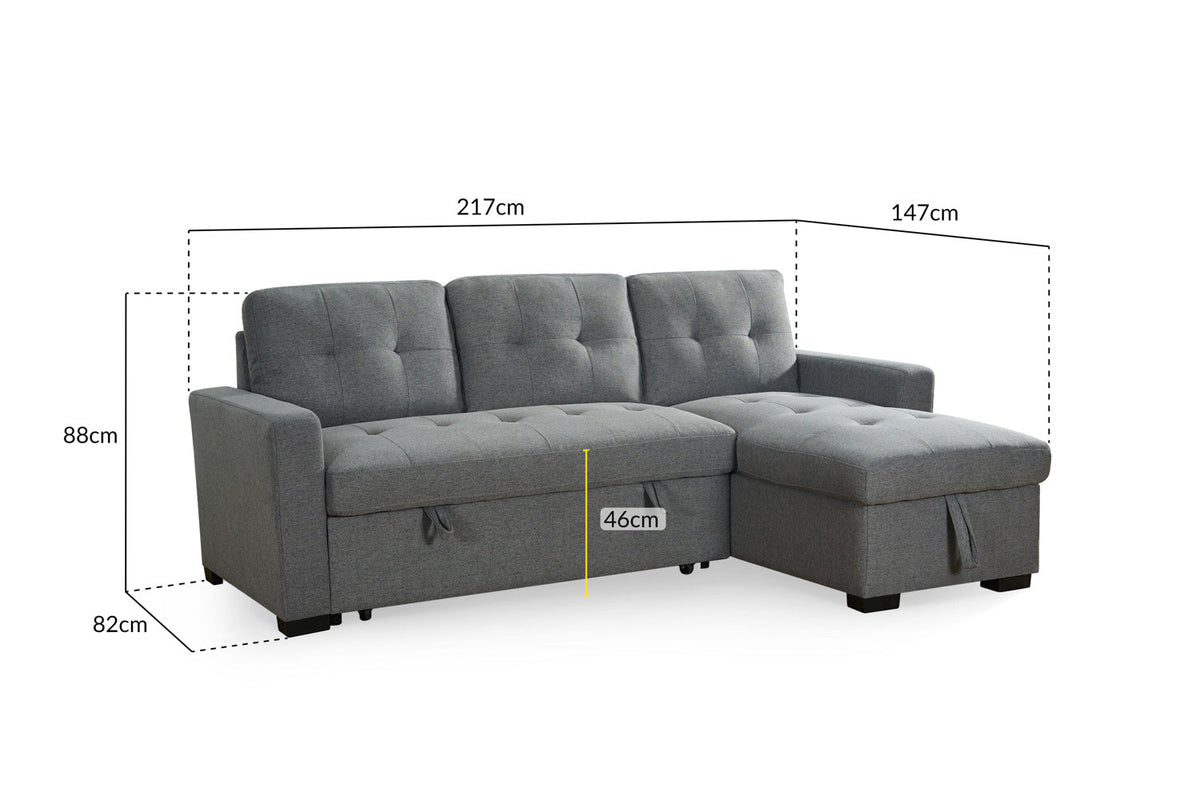 Alder Sofabed Grey Universal Corner - Ready2Go Furniture
