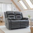 Grey Leather Effect 2 Seater Electric Recliner Sofa