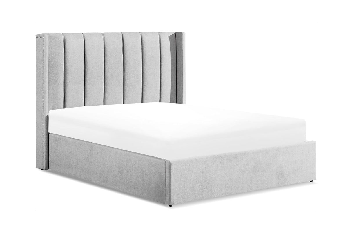 Grey Fabric Double Ottoman Bed Frame