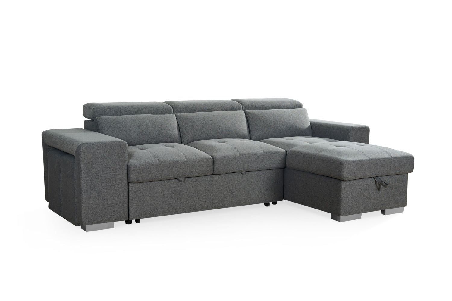 Grey Fabric Universal Corner Sofabed with Storage