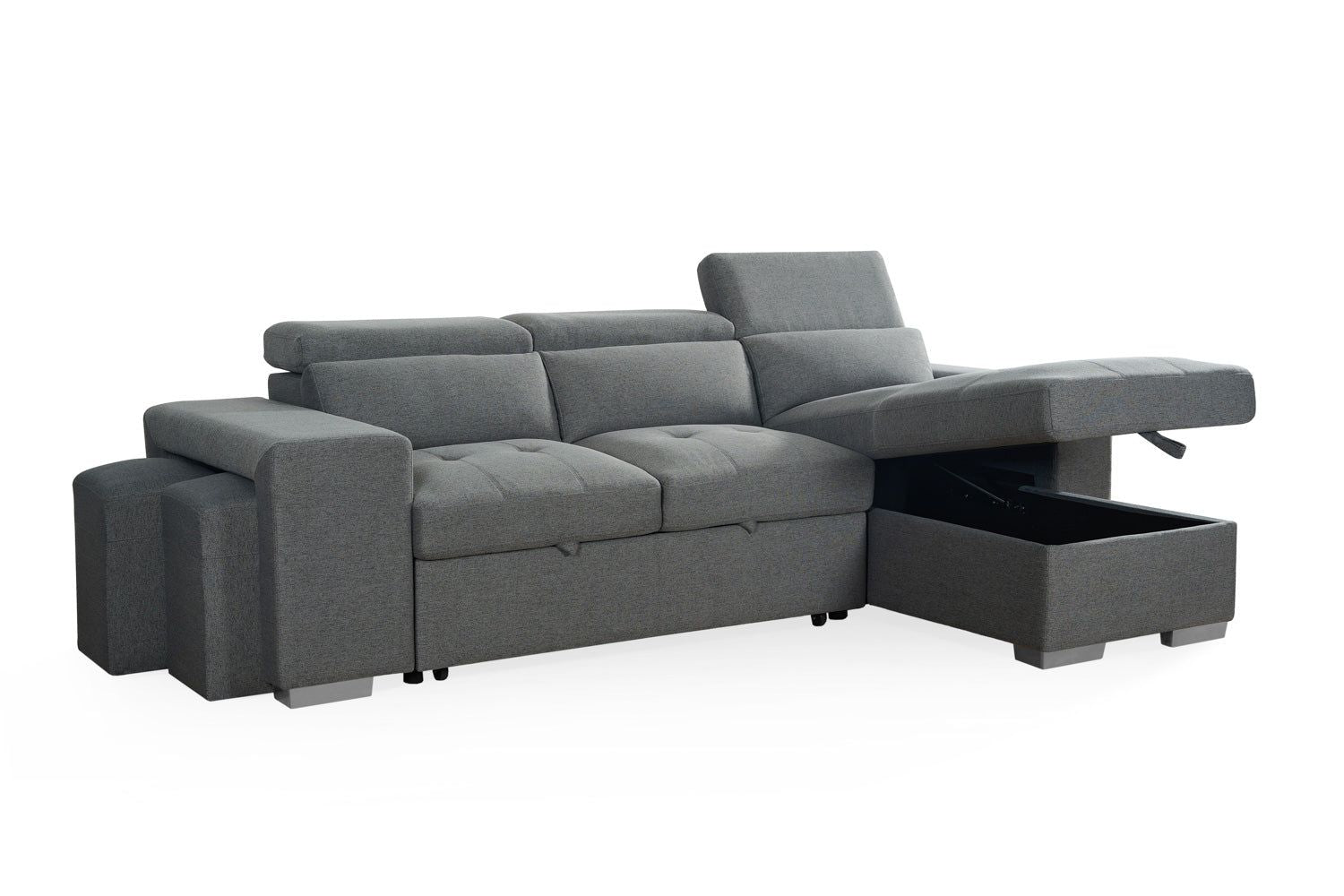 Grey Fabric Universal Corner Sofabed with Storage