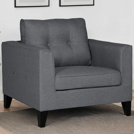 Modern Charcoal Grey Fabric Upholstered Single Seater Lounge Chair
