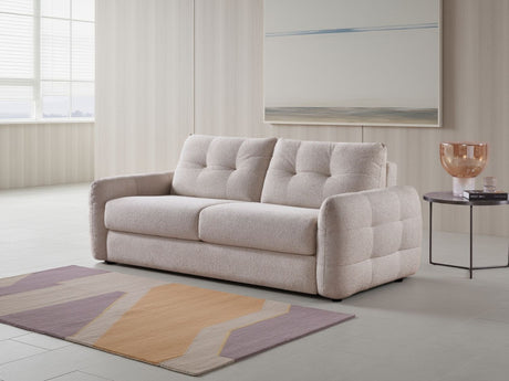 Beige Texture Fabric 3 Seater Sofabed with Tufted Arms