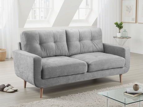 Grey Fabric 3 Seater Sofa Tufted Designed