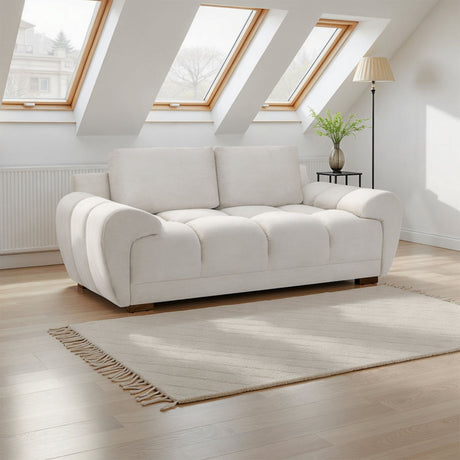 Cream Chenille Fabric 2 Seater Large Sofa