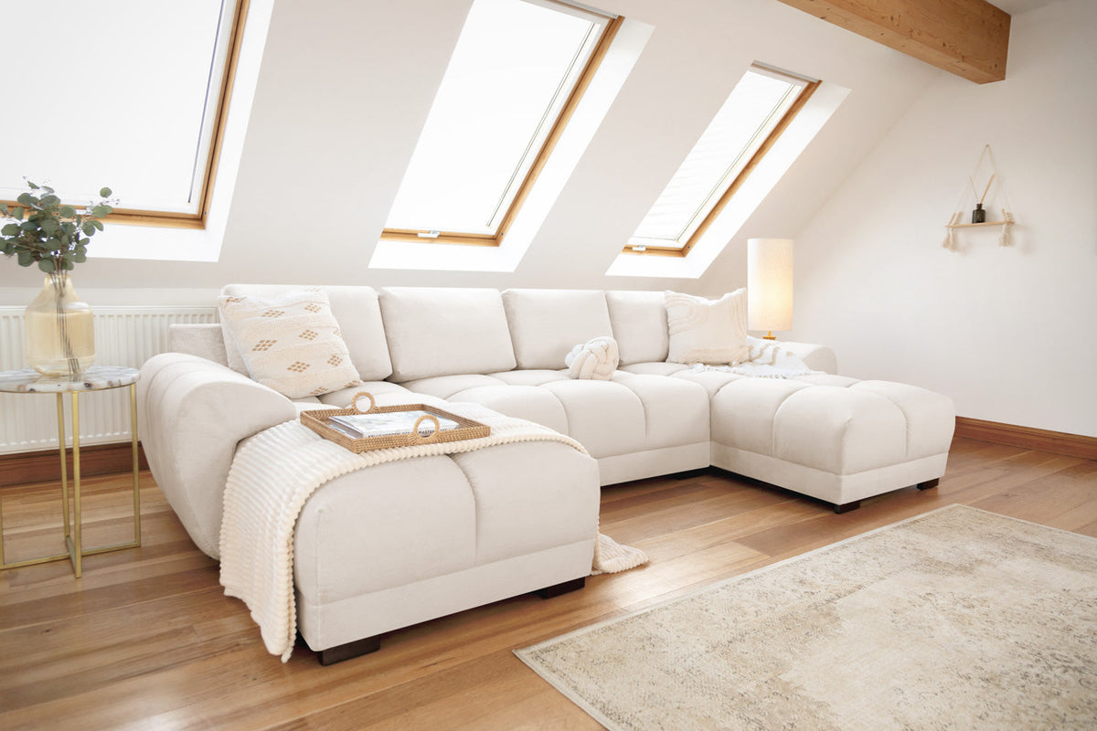 Azzuro Sofa Cream U Shape Corner - Ready2Go Furniture