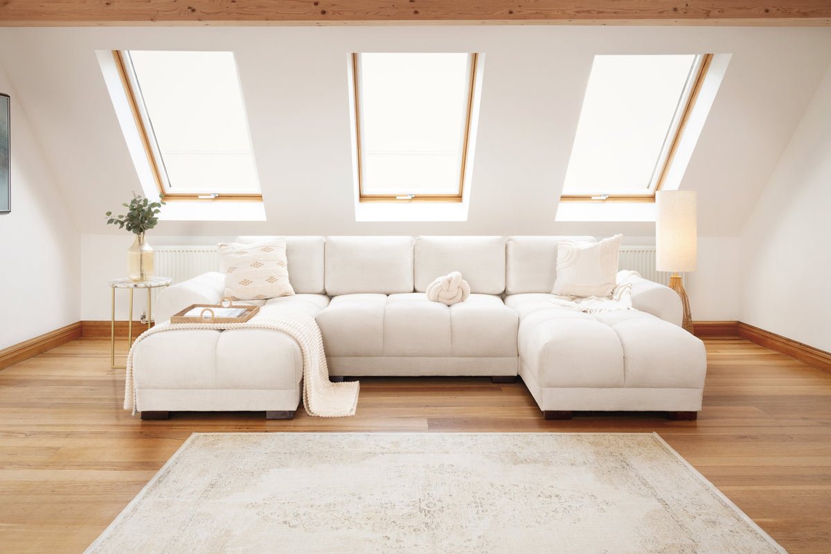 Azzuro Sofa Cream U Shape Corner - Ready2Go Furniture