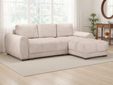 Mocha Velvet Upholstery Large Convertible Corner Sofabed