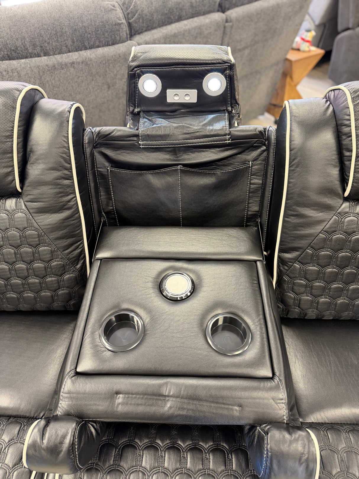 Madrid Leather Electric Recliner Sofa Set With Cupholders and Speakers – 3+2 Seater Sofa Set