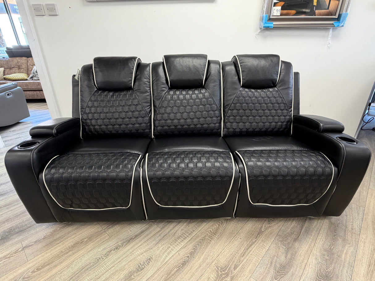 Madrid Leather Electric Recliner Sofa Set With Cupholders and Speakers – 3+2 Seater Sofa Set