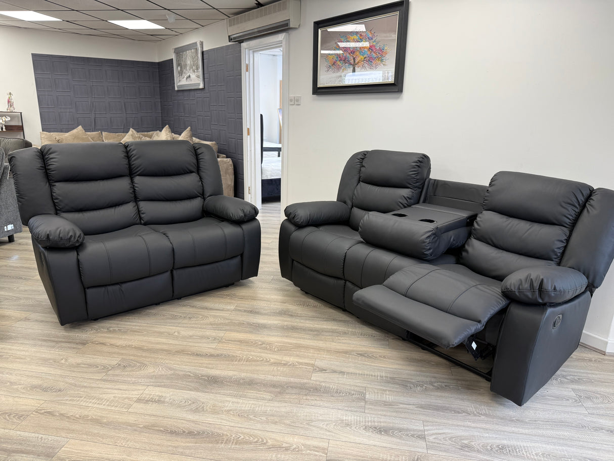 Romeo Recliner Sofa Set – Black (3+2)