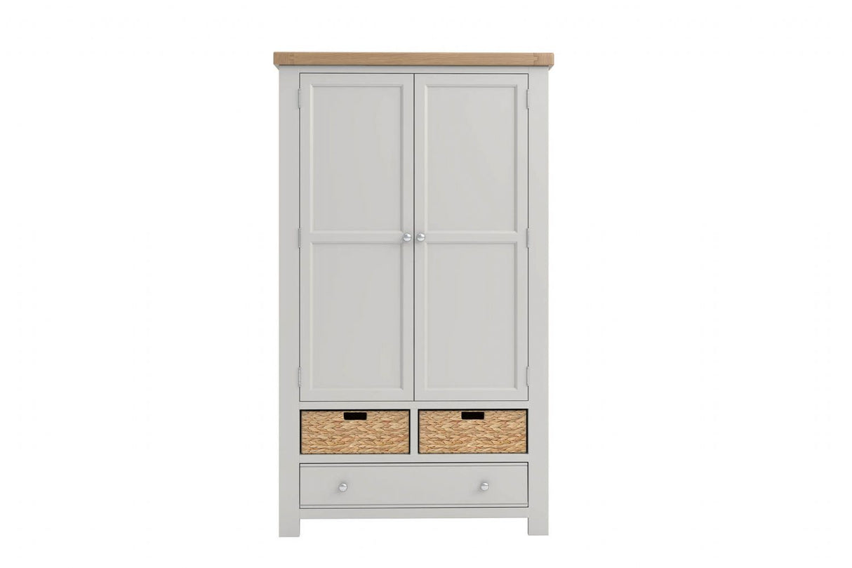 Taupe Wooden 2 Door 1 Drawer Full Length Larder with Baskets