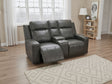 Grey Leather 2 Seater Electric Recliner Sofa Central Console