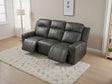 Grey Leather 3 Seater Electric Recliner Sofa with Drop Tray