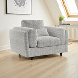Grey Chenille Fabric Laid Back Armchair