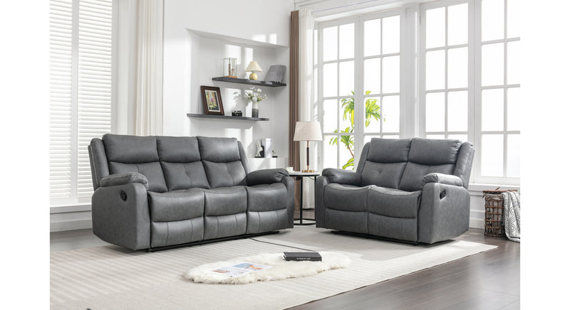 Belair 3+2 Seater Room Set With Manual Recliner - Grey