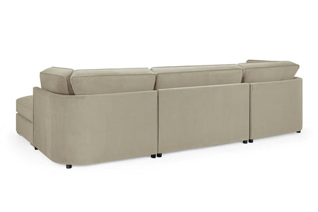 Beige Velvet Fabric U Shaped Large Corner Group Sofa