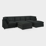 Slate Grey Velvet U Shape Corner Group Sofa with Footstool