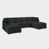Slate Grey Velvet U Shape Corner Group Sofa with Footstool