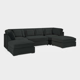 Slate Grey Velvet U Shape Corner Group Sofa with Footstool