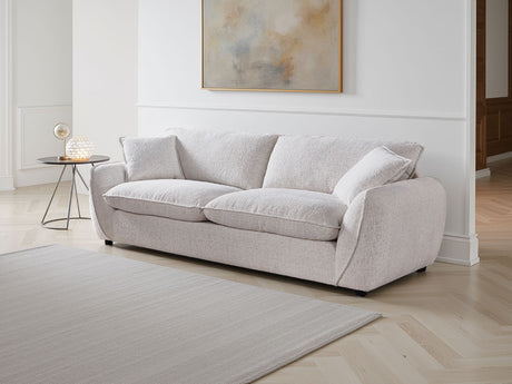Beige Fabric 3 Seater Fullback Sofa with Piping Detail