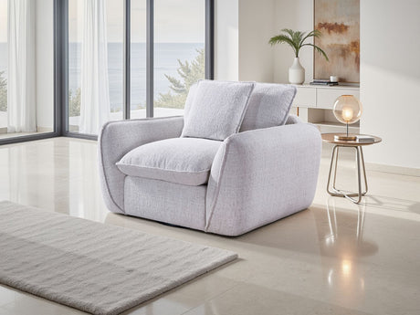 Beige Fabric Full Back Armchair with Piping Detail