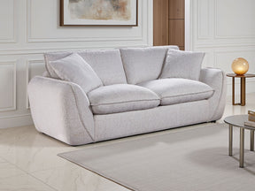 Beige Fabric 2 Seater Fullback Sofa with Piping Detail