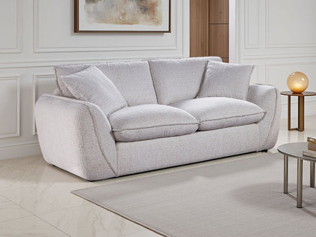 Beige Fabric 2 Seater Fullback Sofa with Piping Detail