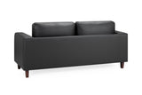Black Leather 3 Seater Sofa Walnut Wooden Feet
