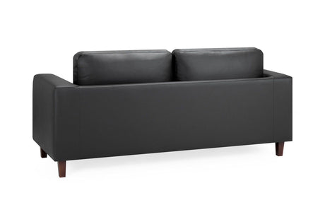 Black Leather 3 Seater Sofa Walnut Wooden Feet