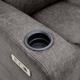 Brown Fabric 2 Seater Electric Power Recliner Sofa with LED