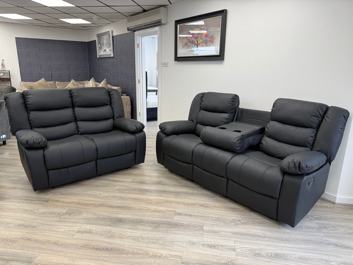 Romeo Recliner Sofa Set – Black (3+2)
