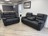 Romeo Recliner Sofa Set – Black (3+2)
