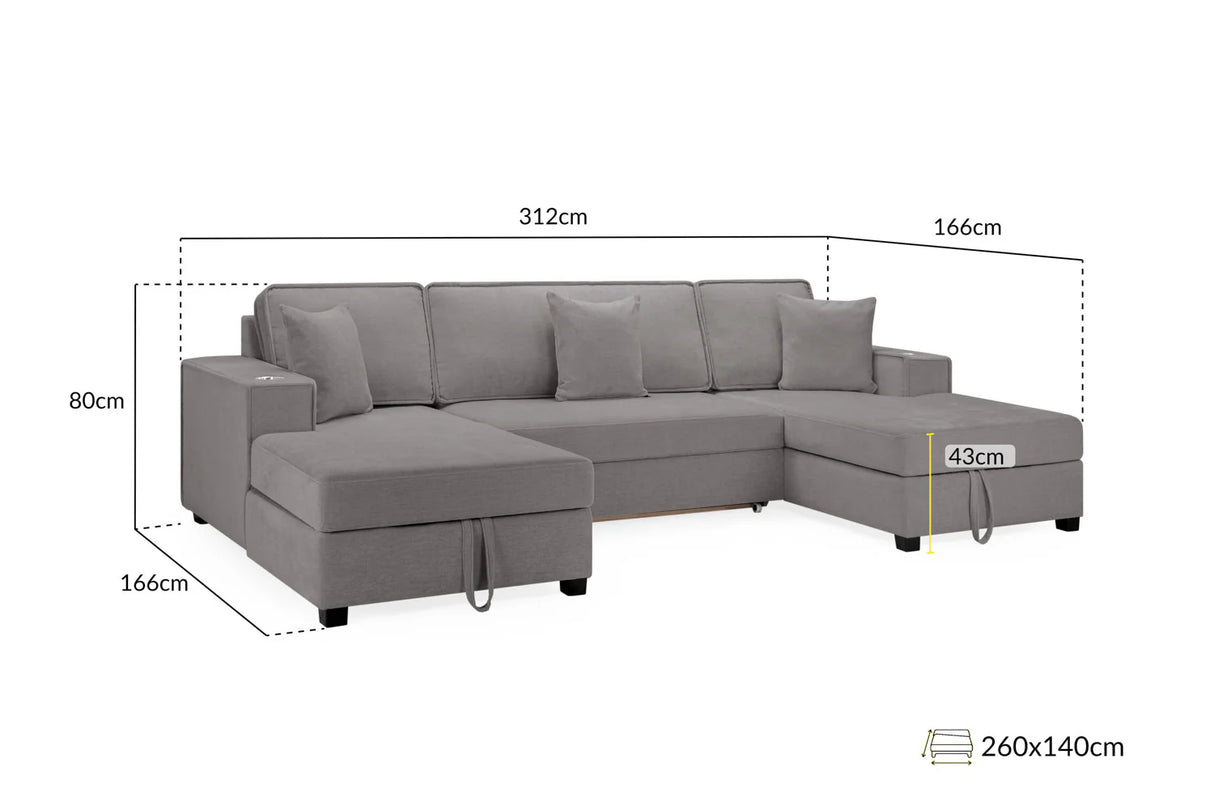 Pisa Sofabed Grey Universal Corner
