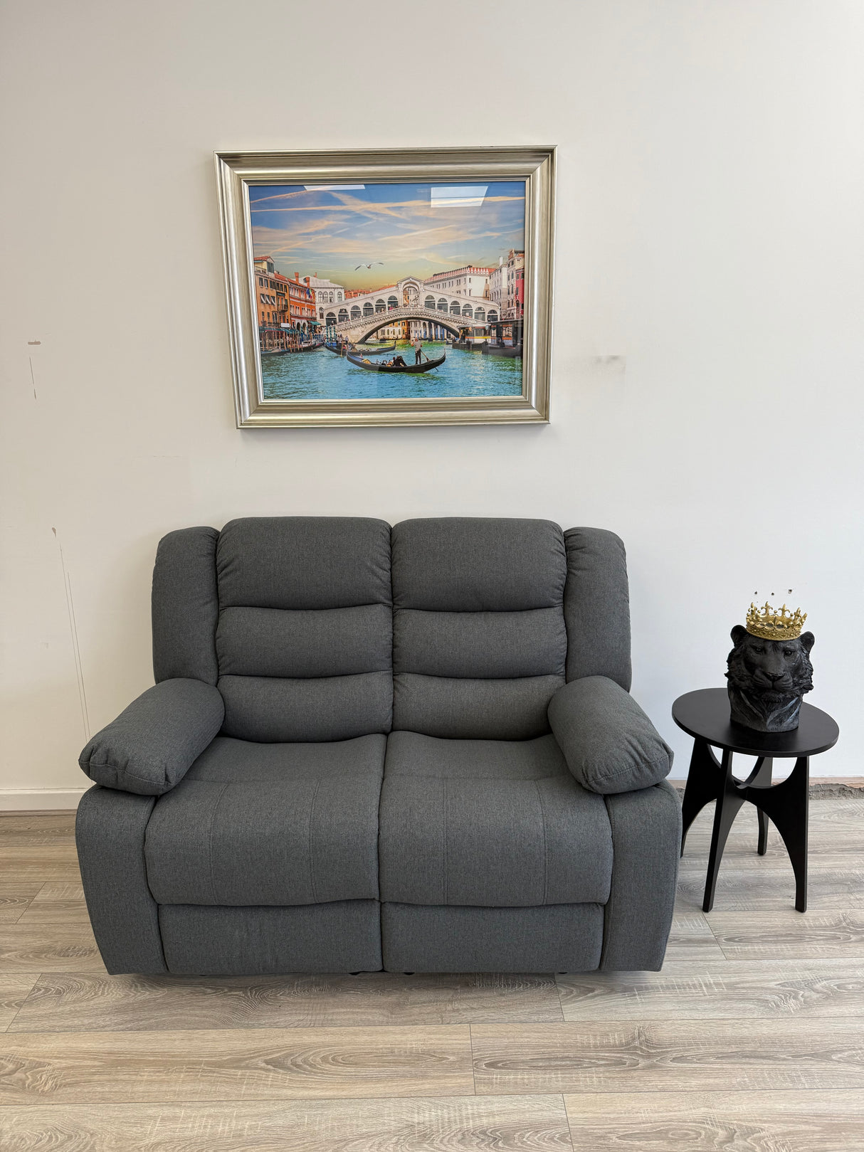 Sorrento 2-Seater Fabric Recliner – Grey Chenille