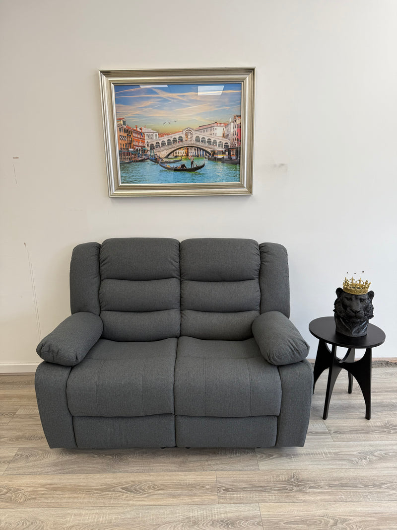 Sorrento 2-Seater Fabric Recliner – Grey Chenille