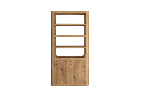 Cashew Rustic Oak Tall Bookcase Cabinet