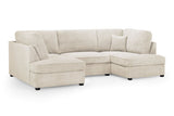 Beige Boucle Fabric Upholstered U Shaped Corner Sofa