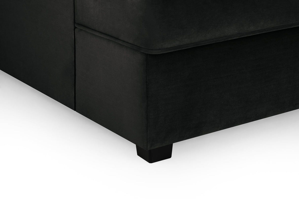 Black Fabric U Shape Plush Black Corner Sofa