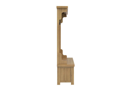 Natural Oak Hall Stand with Storage Base and Hooks