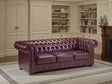 Red Leather Buttoned 3 Seater Chesterfield Sofa