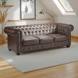 Antique Brown Bonded Leather 3 Seater Chesterfield Sofa