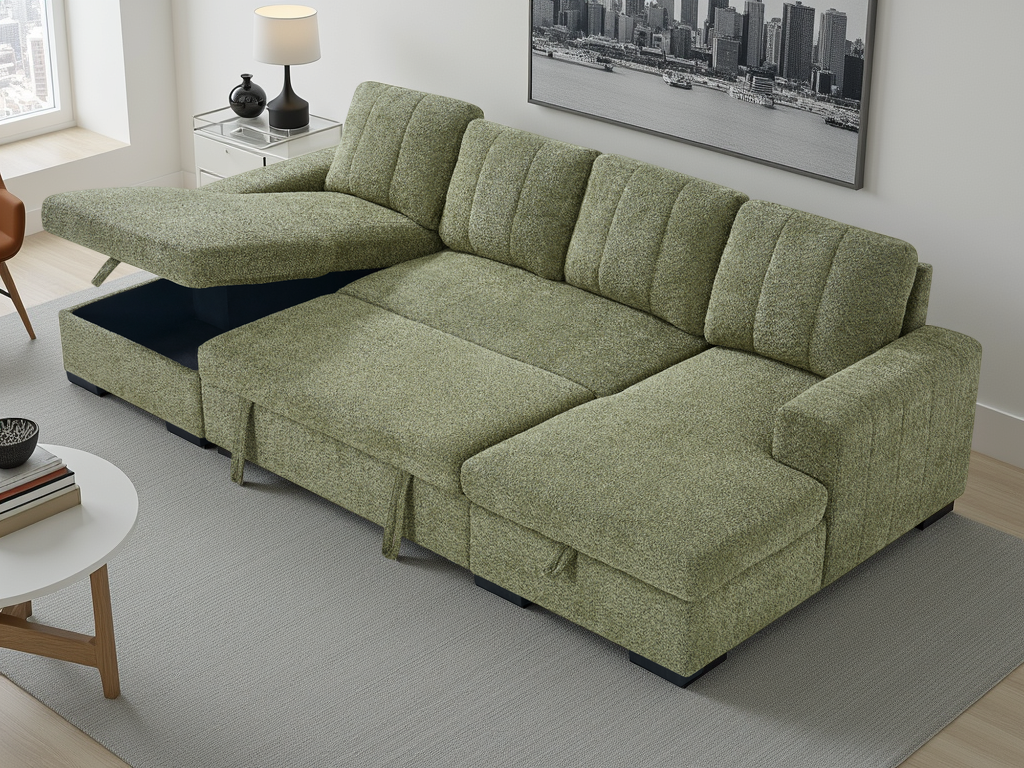 Como Sofabed Green U Shape Corner
