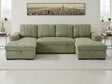 Green Fabric Large U Shape Corner Chaise Sofa Bed